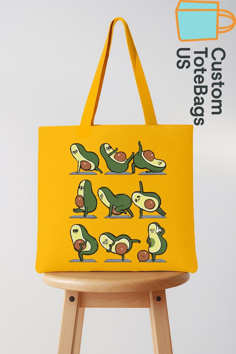 Avocado Yoga Tote Bag, Funny Avocado Canvas Bag, Foodie Yoga Lover Gift, Cute Eco Bag for Women, Fitness Grocery Bag, Kawaii Avocado Tote bild 6