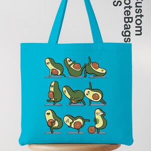 Avocado Yoga Tote Bag, Funny Avocado Canvas Bag, Foodie Yoga Lover Gift, Cute Eco Bag for Women, Fitness Grocery Bag, Kawaii Avocado Tote bild 9