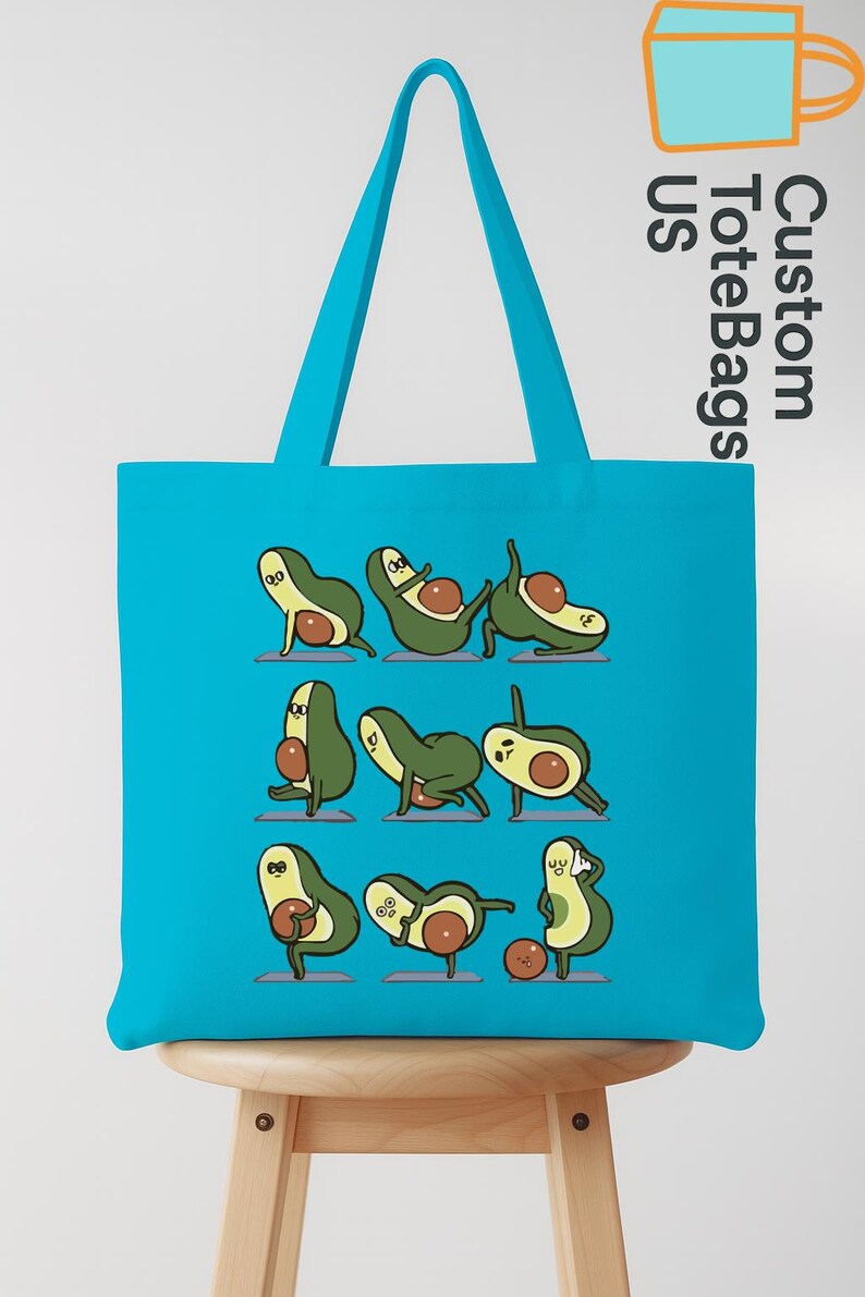 Avocado Yoga Tote Bag, Funny Avocado Canvas Bag, Foodie Yoga Lover Gift, Cute Eco Bag for Women, Fitness Grocery Bag, Kawaii Avocado Tote bild 9