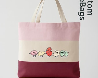 Anatomy Organ Tote Bag, Medical Student Gift, Minimalist Anatomy Healthcare Tote