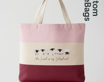 Christian Tote Bag, The Lord Is My Shepherd Canvas Bag, Faith Gift