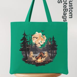 Halloween Camping Tote Bag, Ghost Reading Tote, Spooky Camper Tote, Campfire Ghost Bag, Autumn Camping Tote, Fall Camp Life Gift bild 7