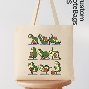 Avocado Yoga Tote Bag, Funny Avocado Canvas Bag, Foodie Yoga Lover Gift, Cute Eco Bag for Women, Fitness Grocery Bag, Kawaii Avocado Tote bild 8