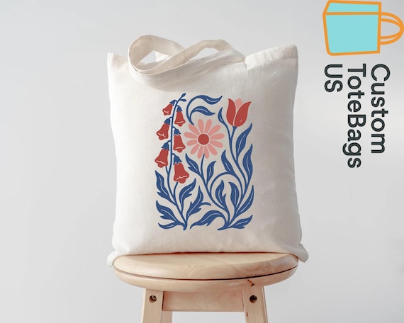 No Words Subtle Anti Trump Tote Bag, Foxglove Daisy Tulip Floral Canvas Bag, Freedom Democracy Truth