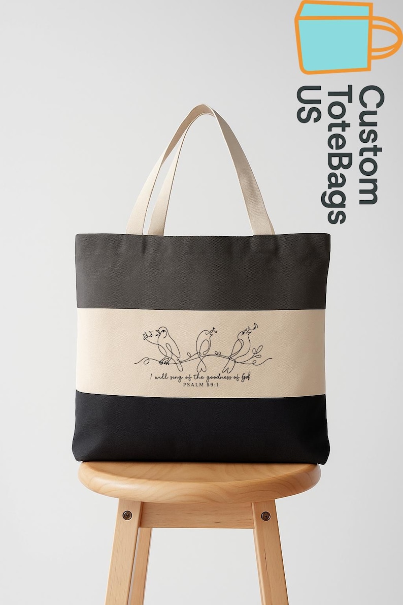 I Will Sing of the Goodness of God Tote Bag, Bible Verse Tote, Bird Christian Tote, Faith Based Gift Bag, Religious Worship Tote for Women image 5