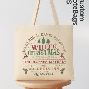 White Christmas Tote Bag, Columbia Inn Pine Tree Tote, Vermont Christmas Tote, Christmas Movie Tote, Holiday Gift Bag,A White Christmas Tote