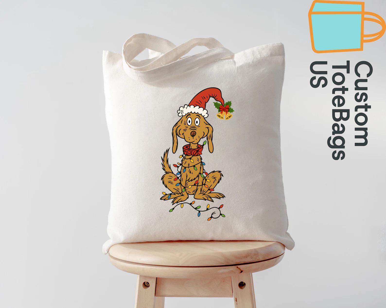 Handmade vintage grinch tote bag with pockets Grinch Christmas Handbag - Etsy main image 2