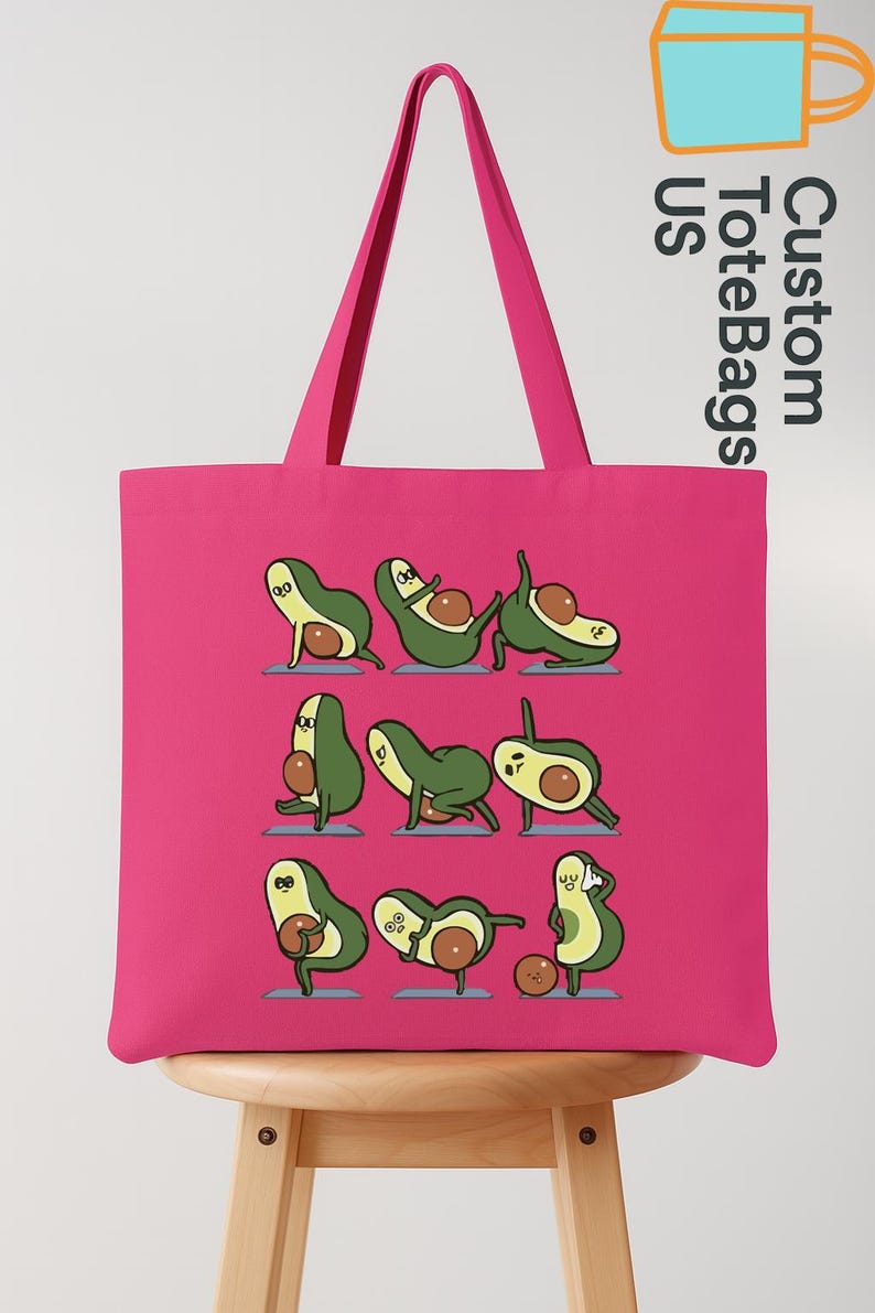 Avocado Yoga Tote Bag, Funny Avocado Canvas Bag, Foodie Yoga Lover Gift, Cute Eco Bag for Women, Fitness Grocery Bag, Kawaii Avocado Tote bild 7