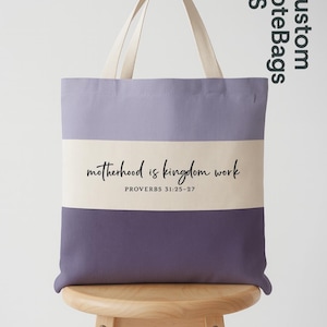 Motherhood Is Kingdom Work Tote Bag, Christian Mom Canvas Bag, Faith Based Gift for Moms image 5