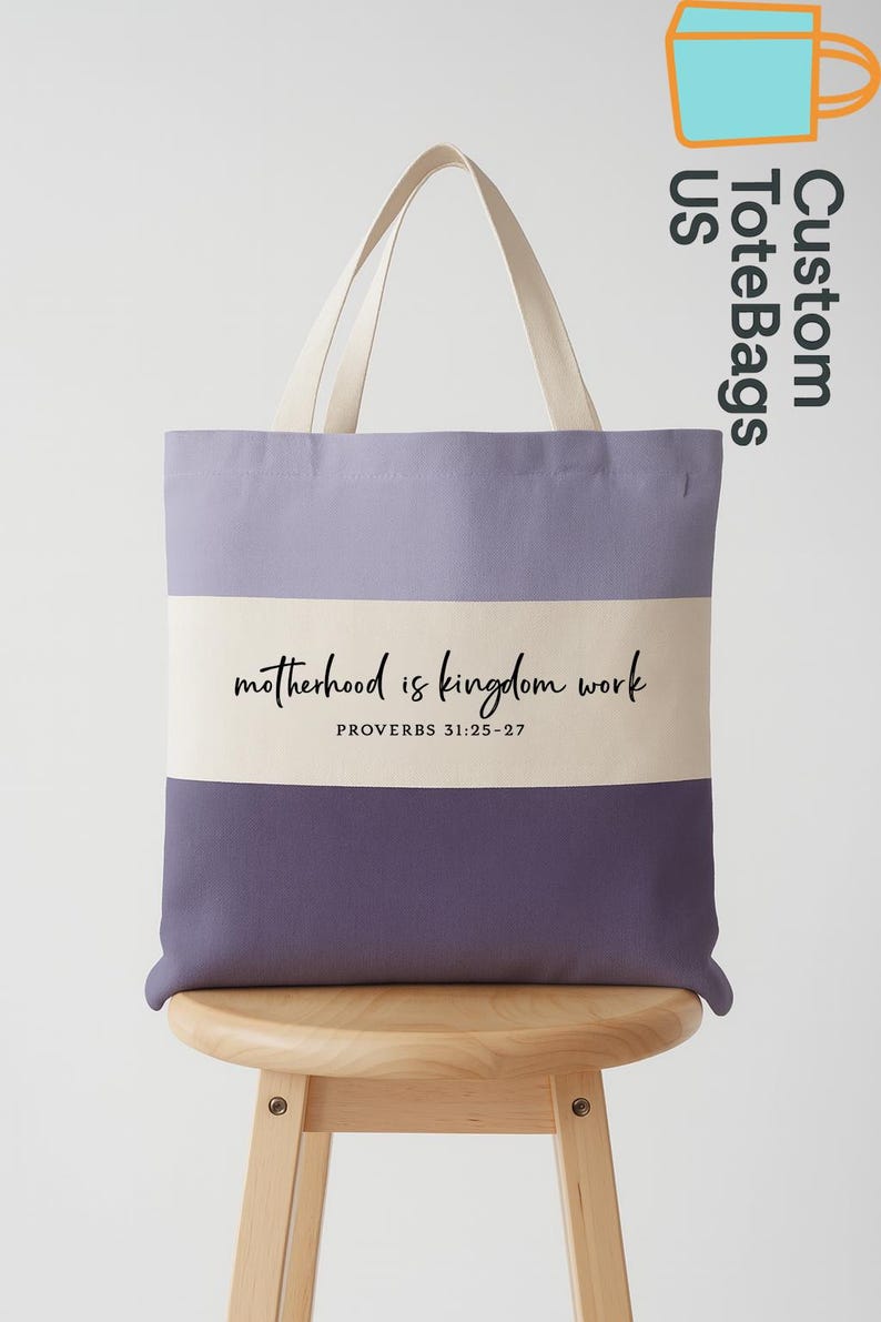 Motherhood Is Kingdom Work Tote Bag, Christian Mom Canvas Bag, Faith Based Gift for Moms image 5