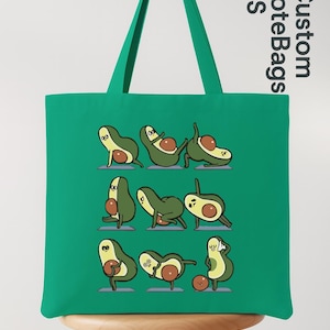 Avocado Yoga Tote Bag, Funny Avocado Canvas Bag, Foodie Yoga Lover Gift, Cute Eco Bag for Women, Fitness Grocery Bag, Kawaii Avocado Tote bild 4