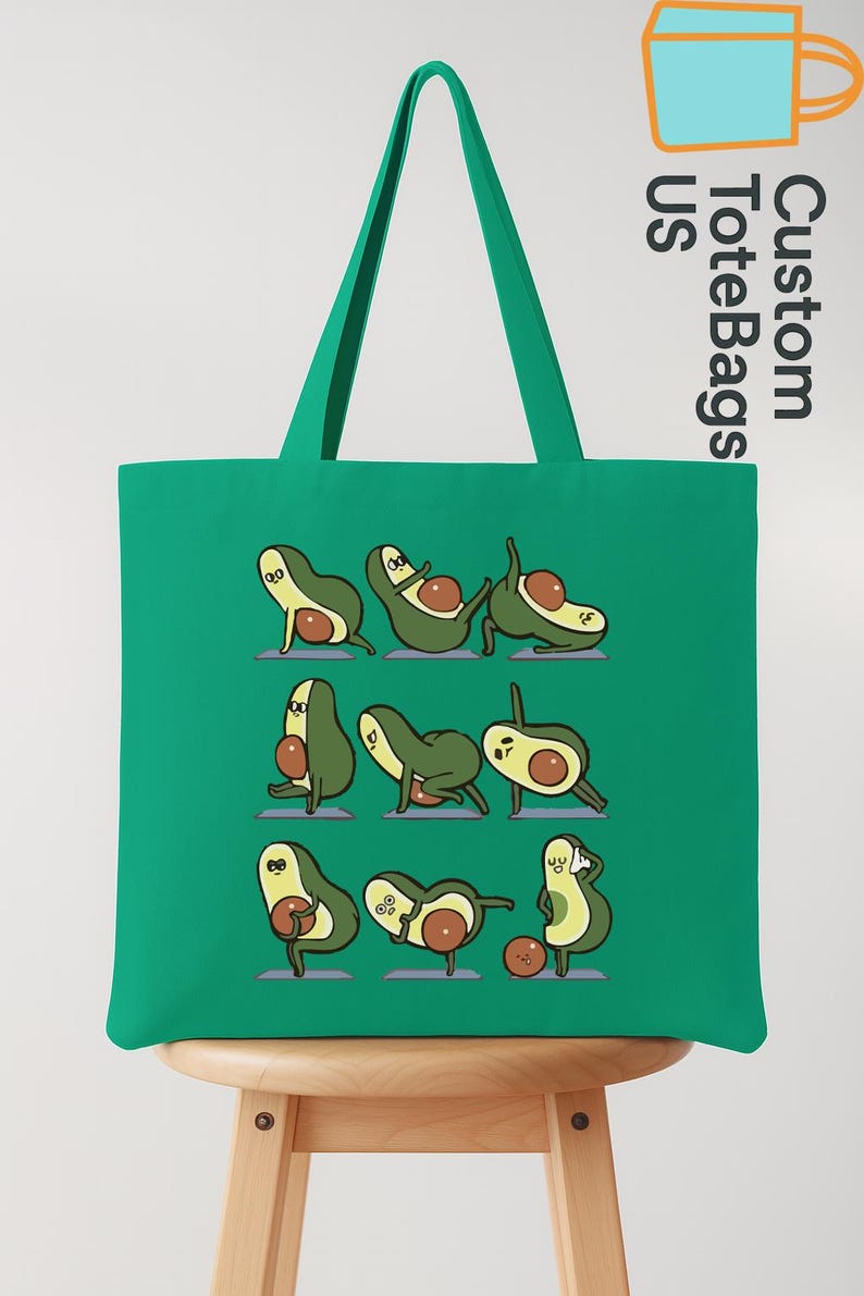 Avocado Yoga Tote Bag, Funny Avocado Canvas Bag, Foodie Yoga Lover Gift, Cute Eco Bag for Women, Fitness Grocery Bag, Kawaii Avocado Tote bild 4
