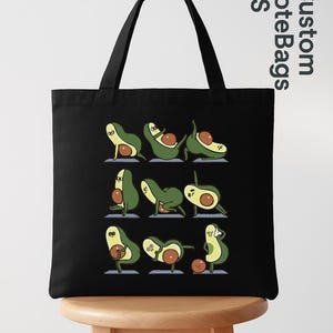 Avocado Yoga Tote Bag, Funny Avocado Canvas Bag, Foodie Yoga Lover Gift, Cute Eco Bag for Women, Fitness Grocery Bag, Kawaii Avocado Tote bild 5