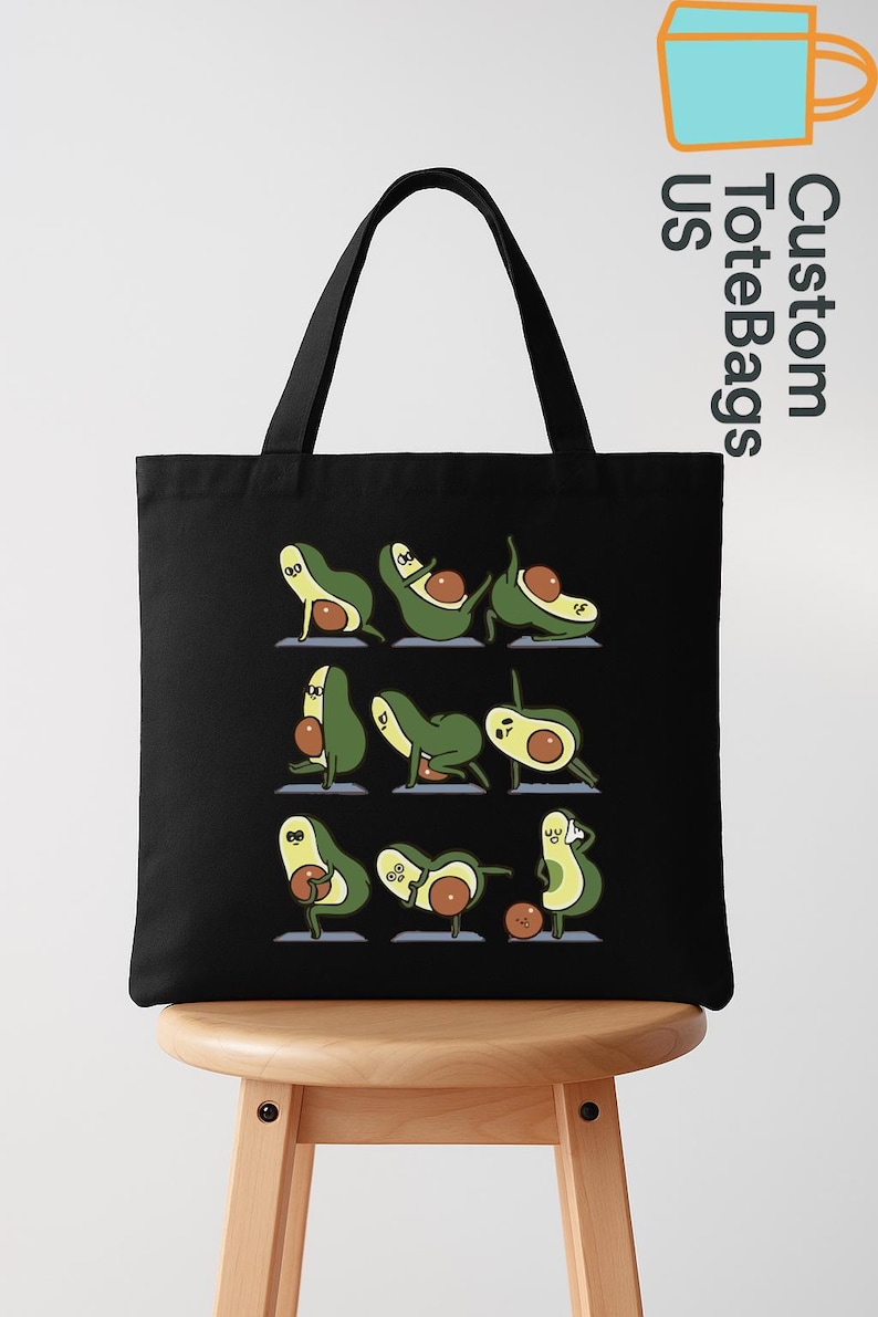 Avocado Yoga Tote Bag, Funny Avocado Canvas Bag, Foodie Yoga Lover Gift, Cute Eco Bag for Women, Fitness Grocery Bag, Kawaii Avocado Tote bild 5