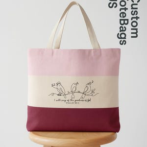 I Will Sing of the Goodness of God Tote Bag, Bible Verse Tote, Bird Christian Tote, Faith Based Gift Bag, Religious Worship Tote for Women image 1