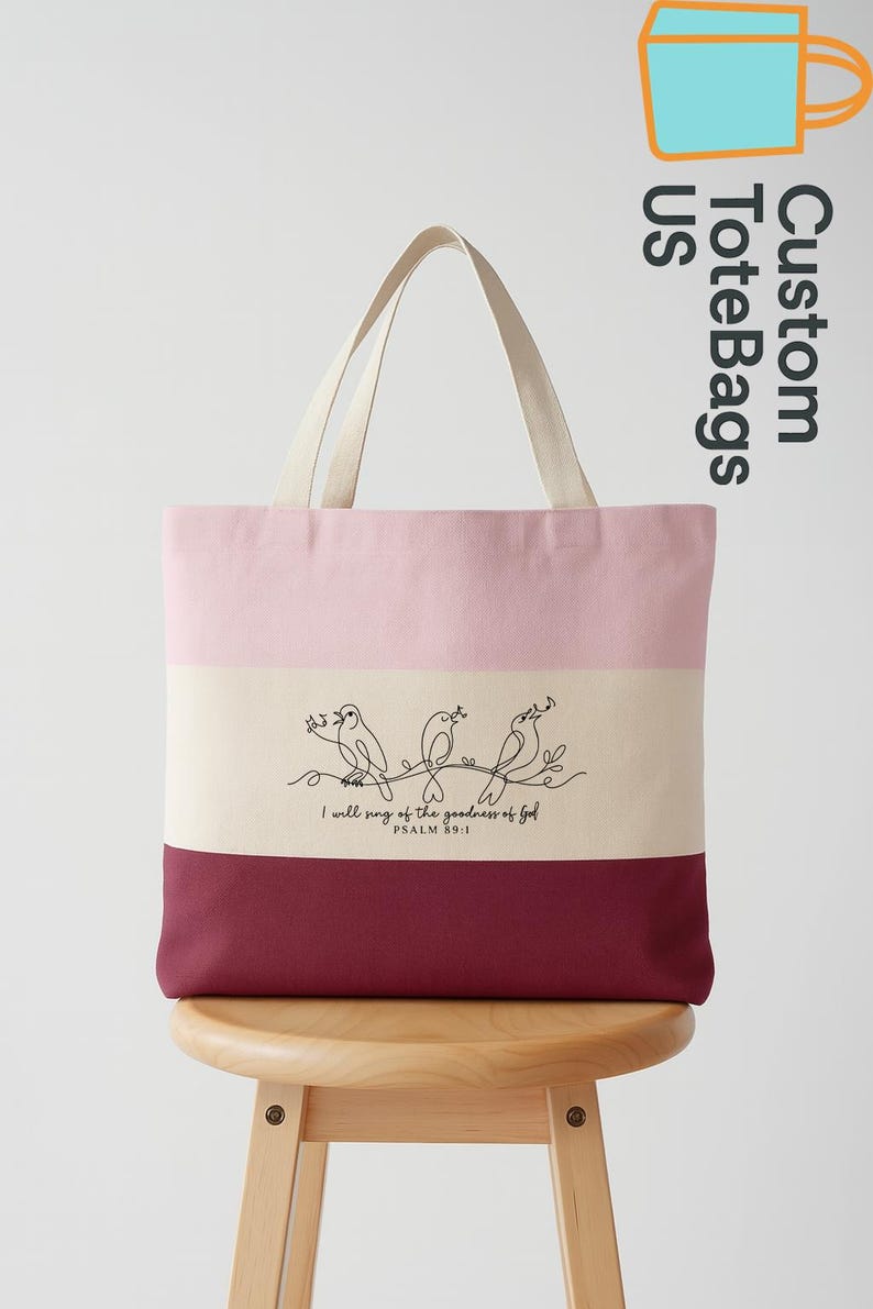 I Will Sing of the Goodness of God Tote Bag, Bible Verse Tote, Bird Christian Tote, Faith Based Gift Bag, Religious Worship Tote for Women image 1