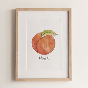 PEACH | peach print, art print, fruit art, fruit wall decor, kitchen wall art, minimalist wall art, food wall art, food print