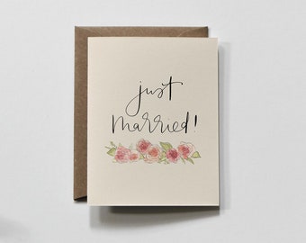 JUST MARRIED | greeting card, just married flowers, wedding card, wedding flowers card, wedding gift card, happy wedding bouquet card, cards