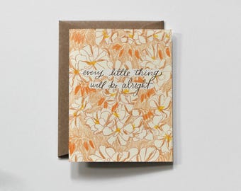 EVERYTHING WILL be ALRIGHT | greeting card, thinking of you greeting card, floral bouquet greeting card, colorful friendship greeting card
