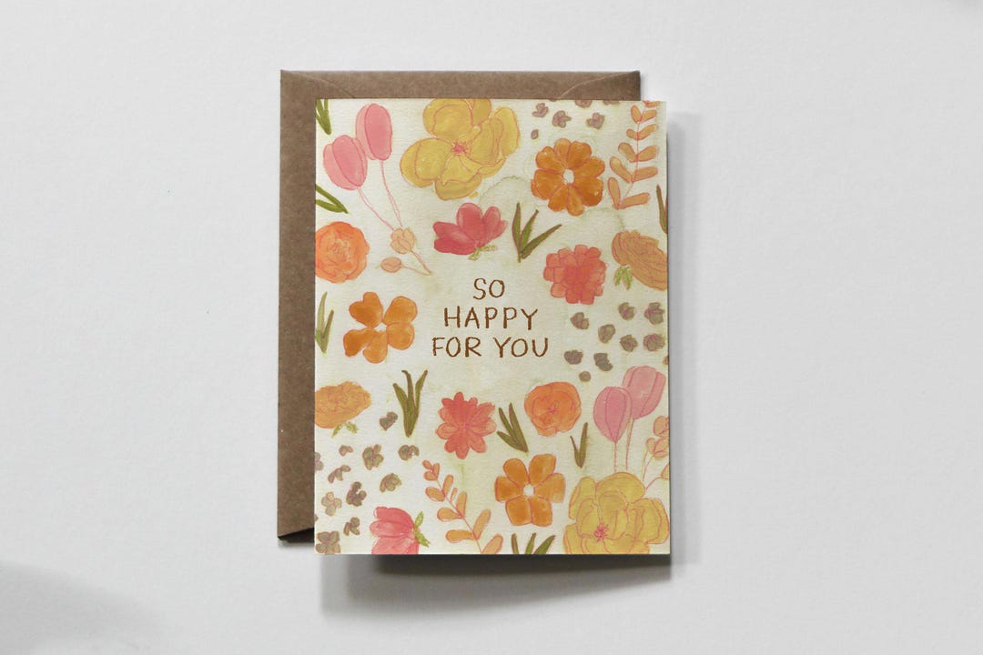 HAPPY FOR YOU Florals | Congrats Greeting Card, Congratulations ...