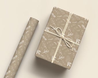 Brown Forest Christmas Gift Wrap | Holiday Wrapping Paper