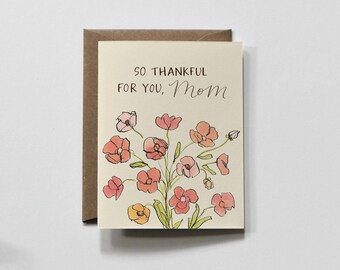 POPPIES | mother's day greeting card, handwritten mother's day, everyday card for mom, i love my mom card, modern colorful mom card