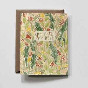 ME RENDRE MEILLEUR | carte de voeux, carte de voeux d'encouragement, carte florale, carte d'affirmations positives, carte d'amour et d'amitié, dessinée à la main
