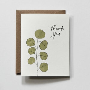 SIMPLE | VERTE carte de vœux, carte de remerciement de plantes, amoureux des plantes merci, carte de remerciement à l’eucalyptus, carte de remerciement de calligraphie