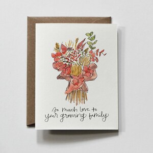 TANT D’AMOUR | carte de vœux bébé, bouquet pour nouveau bébé, nouvelle carte florale pour bébé, tant d’amour pour votre famille grandissante, carte de baby shower florale
