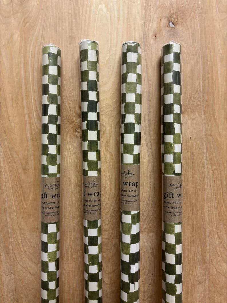 Checkerbox | Green Hand Painted Box Christmas Holiday Gift Wrap - Etsy