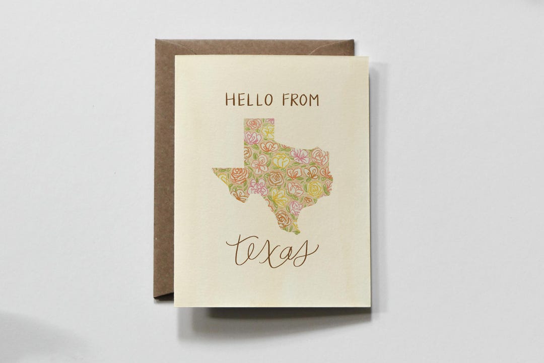 TEXAS | State of Texas Greeting Card, Hello From Texas Card, Yellow ...