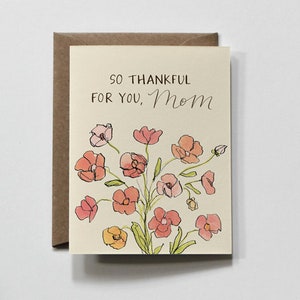 AMAPOLAS / tarjeta de felicitación del día de la madre, día de la madre escrita a mano, tarjeta de todos los días para mamá, me encanta mi tarjeta de mamá, tarjeta de mamá colorida moderna