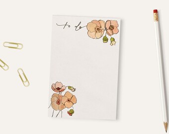 BEIGE TO-DO | notepad, tear off notepad, floral notepad, sustainable gift, small notepad, office gift, cute notepad, to-do list