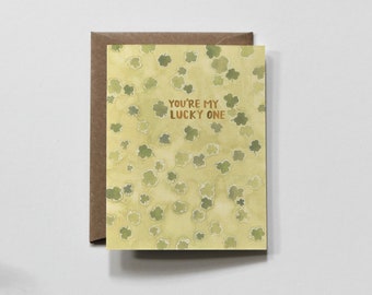 LUCKY ONE | greeting card, st pattys, st. patrick's greeting card, you're my lucky one greeting card, four leaf clover card, saint patrick's