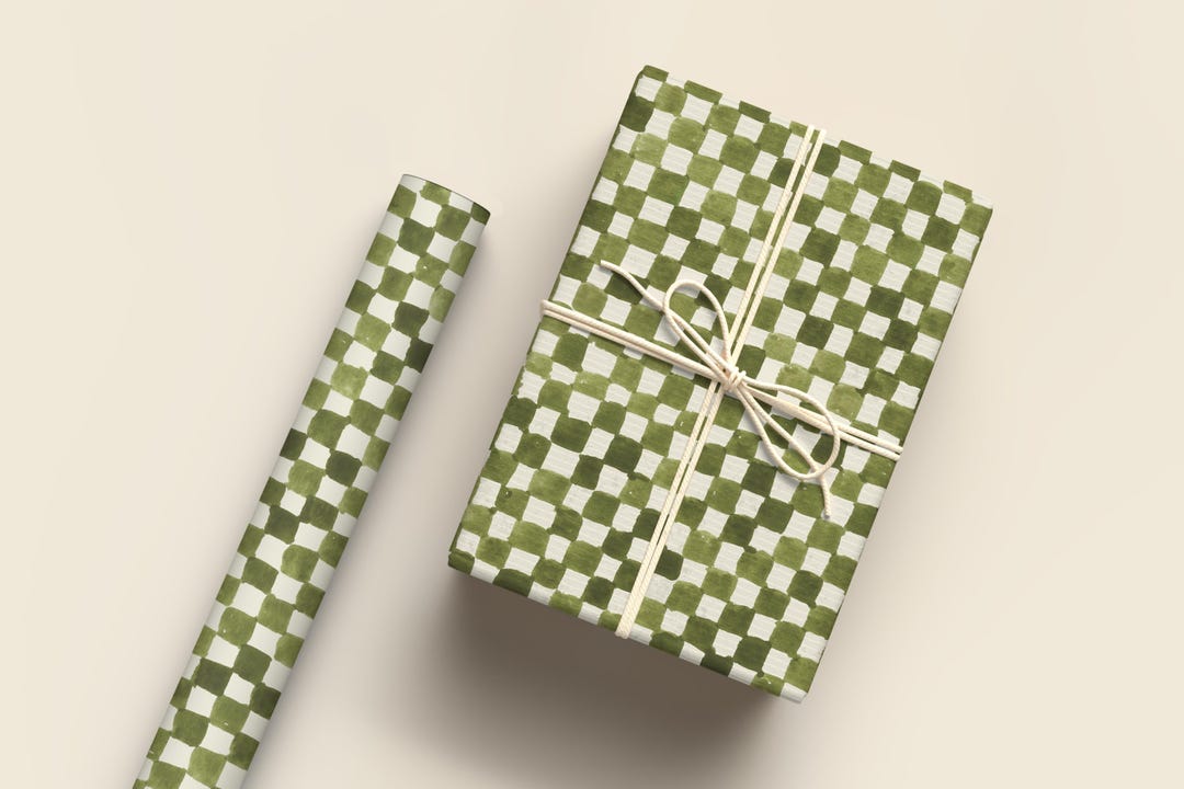 Checkerbox | Green Hand Painted Box Christmas Holiday Gift Wrap - Etsy
