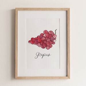 GRAPES | grape print, art print, fruit art, fruit wall decor, kitchen wall art, minimalist wall art, food wall art, food print