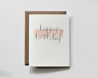 ROSE DÉLAVÉ | carte de voeux d'anniversaire, carte d'anniversaire rose, carte d'anniversaire pour elle, carte d'anniversaire pour femme, carte d'anniversaire rose pour ami