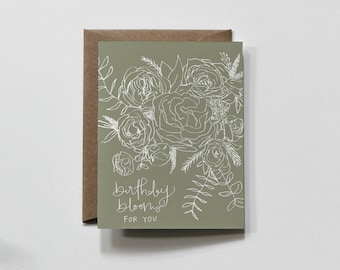 Greeting Card, Floral Bloom Folded A2 (5.5x4.25), Blank Interior | Printed, Coordinating Envelope | Compostable Sleeve