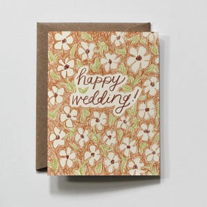 BRAUNE HOCHZEIT | Fröhliche Hochzeit! Florale braune Karte für die Feier der Hochzeit deines Lieblingspaares mit einem süßen Geschenk