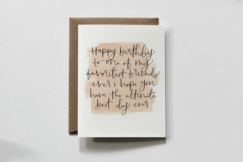 FAV FRIEND birthday greeting card, calligraphy birthday greeting card, fun friendship birthday card, best friend birthday card, friend image 1