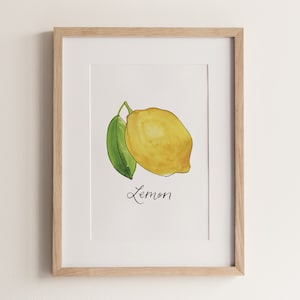 LEMON | lemon print, art print, fruit art, fruit wall decor, kitchen wall art, minimalist wall art, food wall art, food print