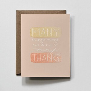 MANY MANY | greeting card, thank you greeting card, watercolor calligraphy thank you card, calligraphy thank you card, , thank you