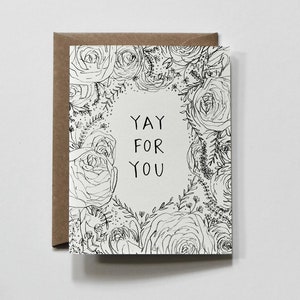 YAY POUR VOUS | carte florale, yay for you carte de voeux, yay carte de voeux, carte de voeux de félicitations, carte de félicitations, carte de félicitations florale