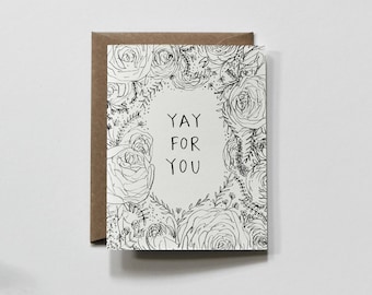 YAY FOR YOU | floral card, yay for you greeting card, yay greeting card, congratulations greeting card, congrats card, floral congrats card