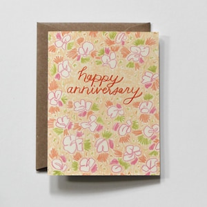 SÜSSES JUBILÄUM | alles Gute zum Jubiläum! Eine fröhliche, pinke, grüne, beige Blumenkarte, um ein weiteres Jahr der Ehe mit deinem Lieblingsmenschen zu feiern