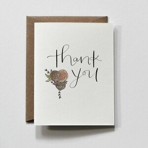 FLORALE | carte de voeux de remerciement toutes occasions, merci floral, merci bouquet, carte de voeux de remerciement minimaliste, ensemble de 1 ou 8 cartes