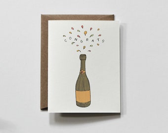BOTTLE | greeting card, congratulations greeting card, champagne bottle congrats card, congrats card, congrats gift, popping bottles card