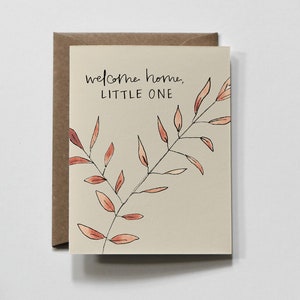 BIENVENUE À LA MAISON | carte de vœux, aquarelle, bienvenue bébé, carte pour nouveau bébé, carte pour baby shower, carte de baby shower unisexe, carte plante bébé