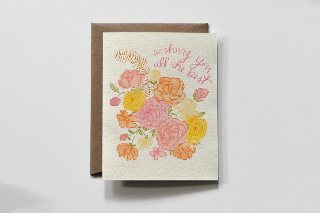 Floral Thinking of You Card | Hand-drawn Flowers - Etsy