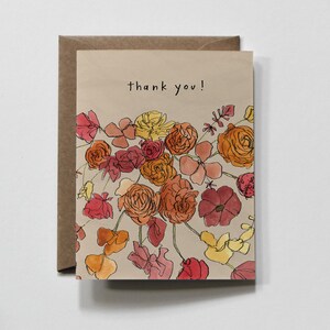 | MINUSCULES carte de vœux, carte de remerciement, carte de remerciement florale, bouquet de remerciement, carte d’appréciation, fleurs de remerciement, aquarelle